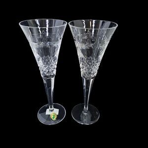 Set 2 Waterford Crystal Millennium PEACE Toasting Flute Hearts Champagne Wedding